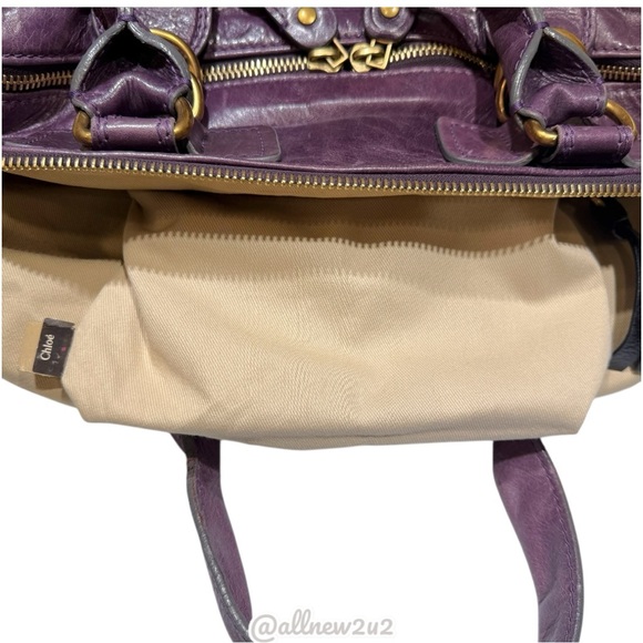 Chloe’ Bay Purple Quilted Satchel Brass Hdw Vint Handbag W/COA Multi-HOST Pick! - Picture 13 of 15